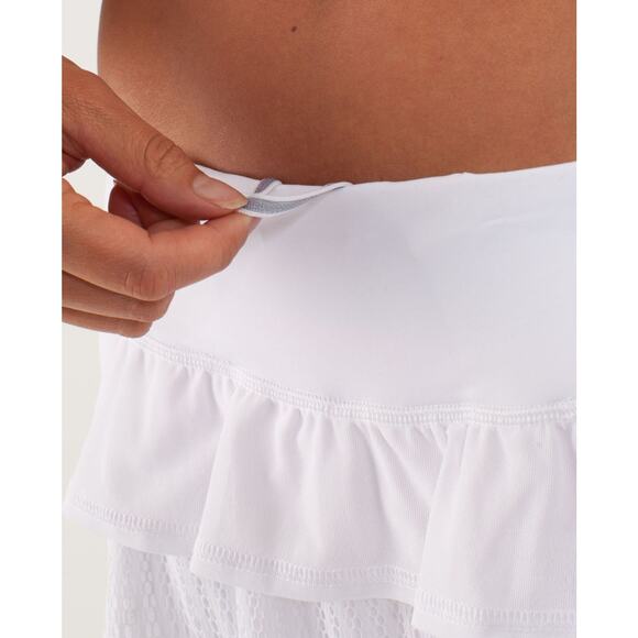 Lululemon Run Nothing to Hide Mini Micro Skort Skirt Shorts Tiered White Size 6 - Picture 3 of 16